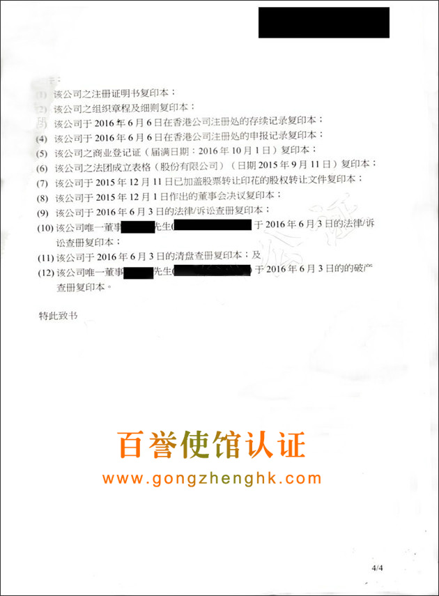 香港公司法律意見書 香港公司法律意見書