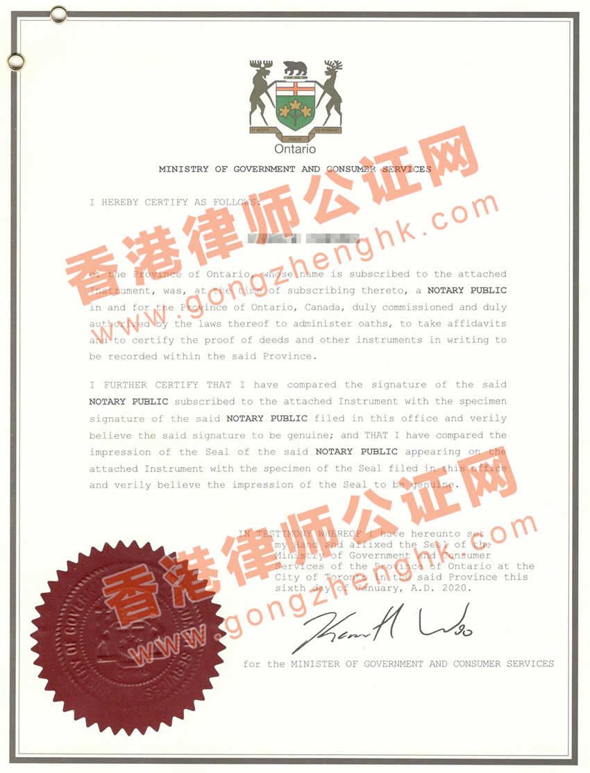 加拿大同一人聲明書(shū)三級(jí)使館認(rèn)證樣本