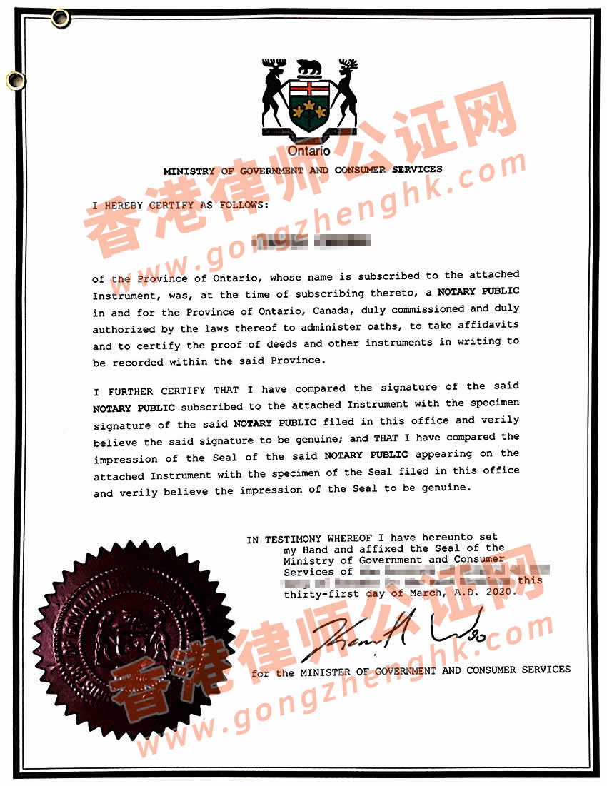 加拿大個(gè)人授權(quán)委托書使館認(rèn)證樣本